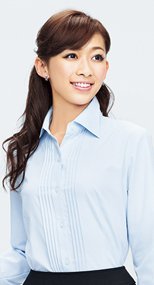RB4140 BONMAX/リサール 知的な雰囲気を醸し出す胸元のピンタック 長袖ブラウス 36-RB4140