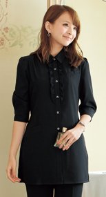 01076 en joie(アンジョア) 動きやすい!シワになりにくい!七分袖チュニックドレス 93-01076