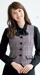 11560 en joie(アンジョア) クラシカルな上品さ×ウール混のチェック柄ベスト 93-11560