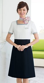 en joie(アンジョア) 66420 ストレッチ×防シワで清潔感のあるニットワンピース 無地 93-66420