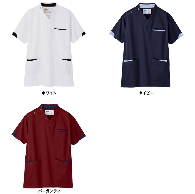 WH11985 自重堂WHISELスクラブ(男女兼用)袖口配色 色展開