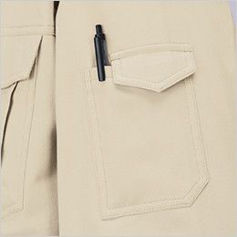 自重堂 80204 綿100%ストレッチ長袖シャツ 左袖 ペン差し