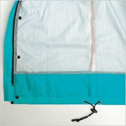 3250 カジメイク オールマインドスーツ(男女兼用) ジャケット裾からの雨の浸透を防ぐ、裾見返し仕様