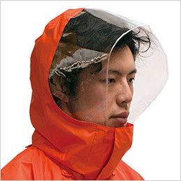 3810 カジメイク 視認性レインスーツ(男女兼用) スナップボタンで高さを調節することによりヘルメットも着用できる、取り外し可能なフード