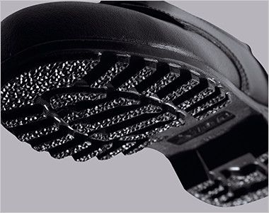 ジーベック 85025 安全短靴 スチール先芯 ラバー1層底は薬品や油による劣化が少なく、耐熱・耐久性に優れた頑強な靴底です。