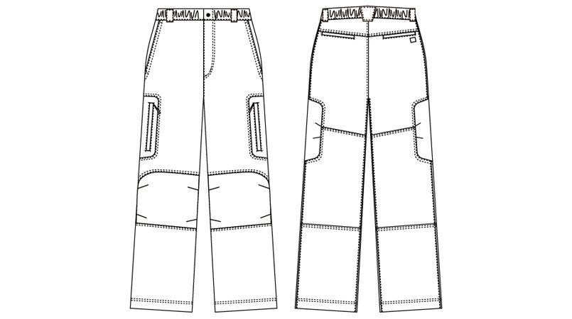 AZ7843 アイトス ストレッチパンツ(男女兼用) 総ゴム ハンガーイラスト・線画