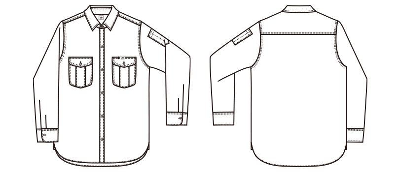 LWS46001 Lee ワーク長袖シャツ(男性用) ハンガーイラスト・線画