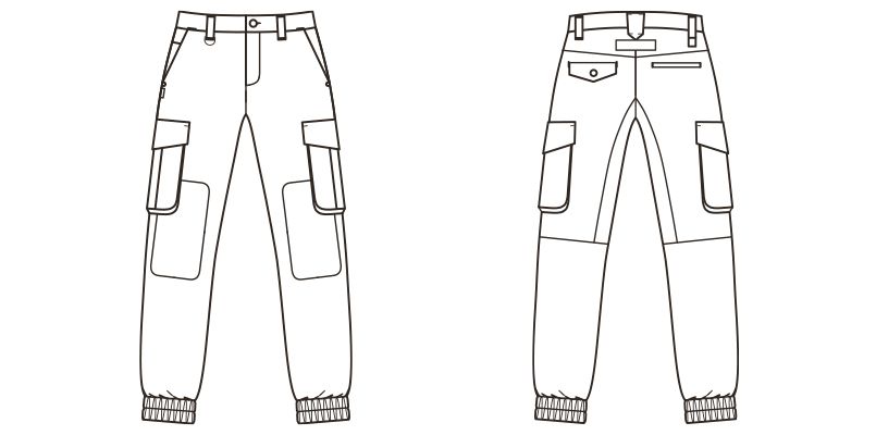 RP6907 ROCKY ジョガーカーゴパンツ コンビネーション(男女兼用) ハンガーイラスト・線画