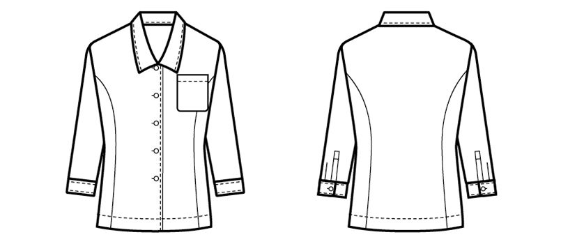 34213 BONUNI(ボストン商会) ブラウス/七分袖(女性用) ハンガーイラスト・線画