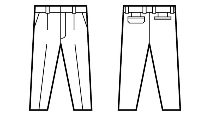 80901 自重堂 まるごとストレッチ ワンタックパンツ ハンガーイラスト・線画