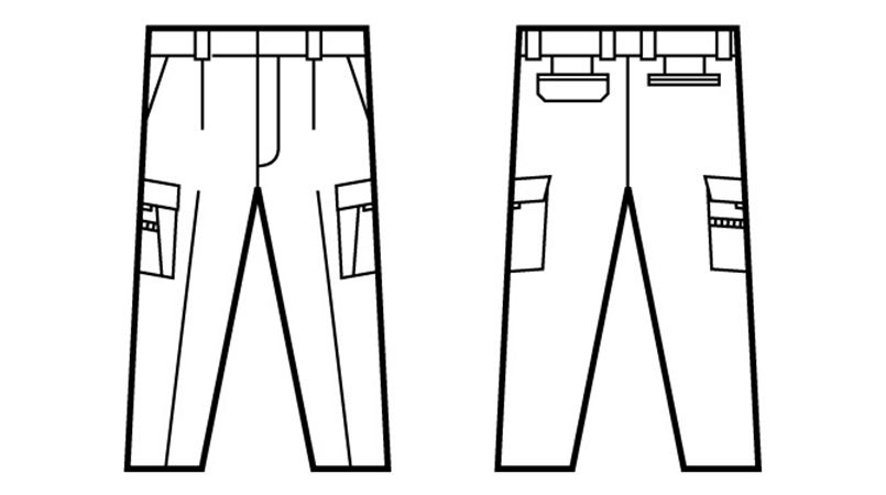 自重堂 80902 まるごとストレッチ ワンタックカーゴパンツ ハンガーイラスト・線画