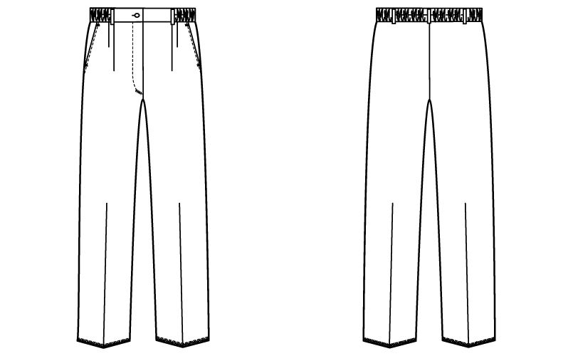 自重堂 WH10342 WHISEL レディースツータックパンツ ゆったり ウエスト総ゴム(女性用) ハンガーイラスト・線画