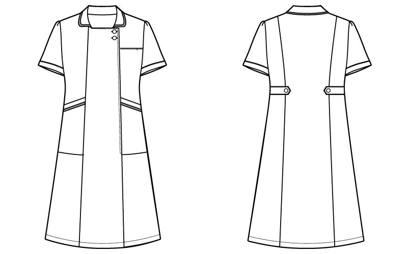 自重堂WHISEL WH11200 ワンピース ゆったりスクエア襟 パイピング(女性用) ハンガーイラスト・線画