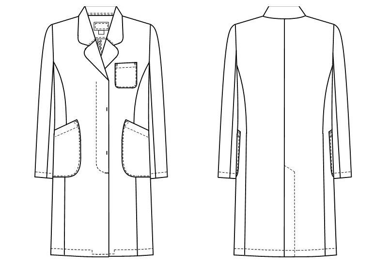 EM3035 ナガイレーベン(nagaileben) エミット シングル診察衣長袖(女性用) ハンガーイラスト・線画
