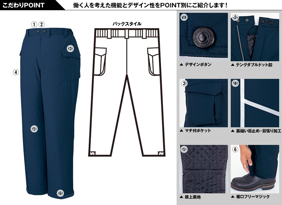 自重堂48261 エコ防水防寒パンツのこだわりPOINT